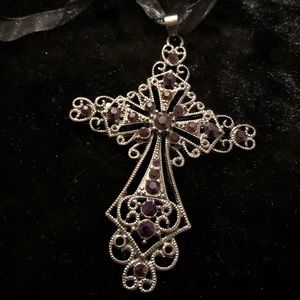 Cross Necklace with Ribbon Chain